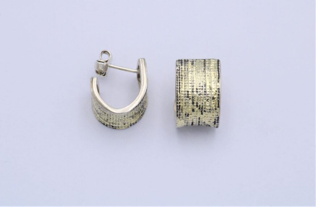 “Corduroy” Earrings silver and gold
