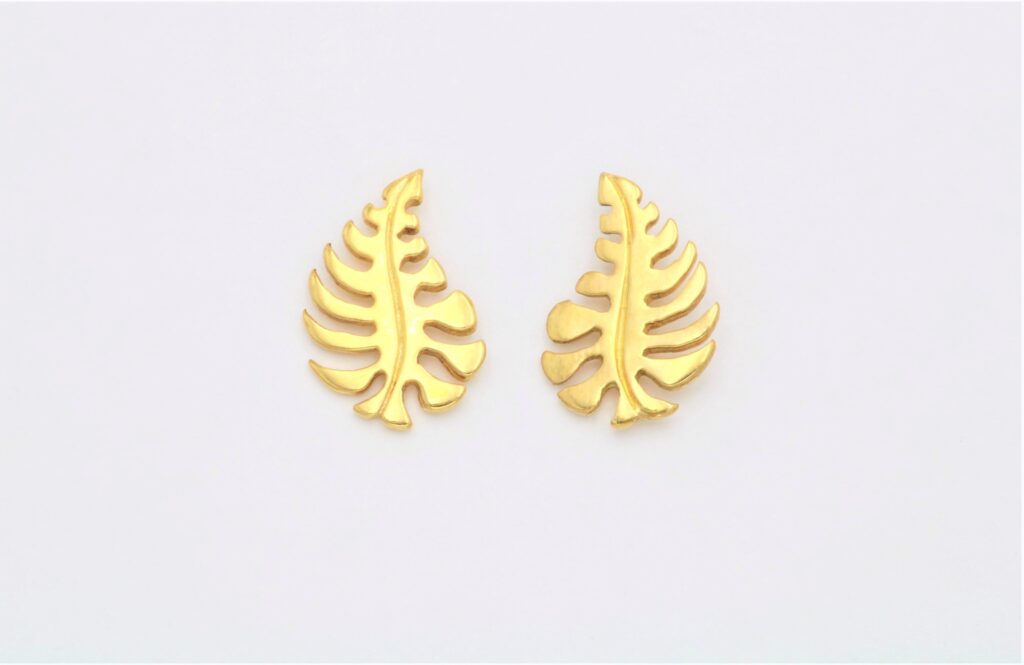 “Monstera” Earrings silver, yellow