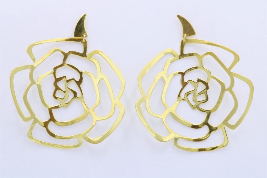 “Yellow rose Ι” Earrings silver, yellow