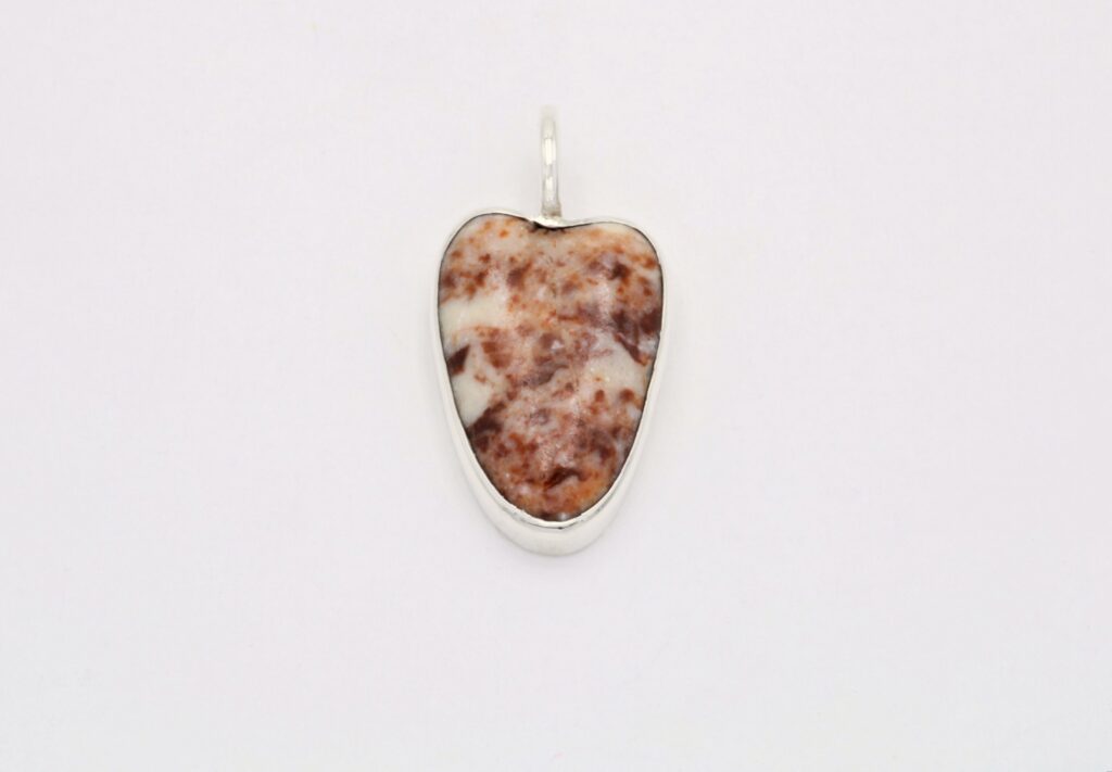 “Pebble heart” Pendant silver, sea pebble