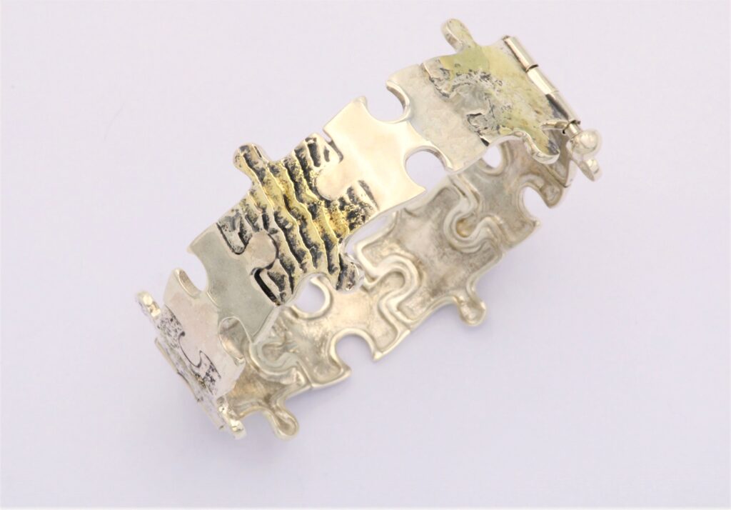 “Puzzle” Bracelet, silver and gold