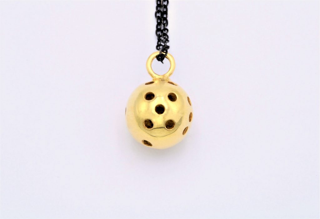 “Rounded dice” Pendant, silver, yellow