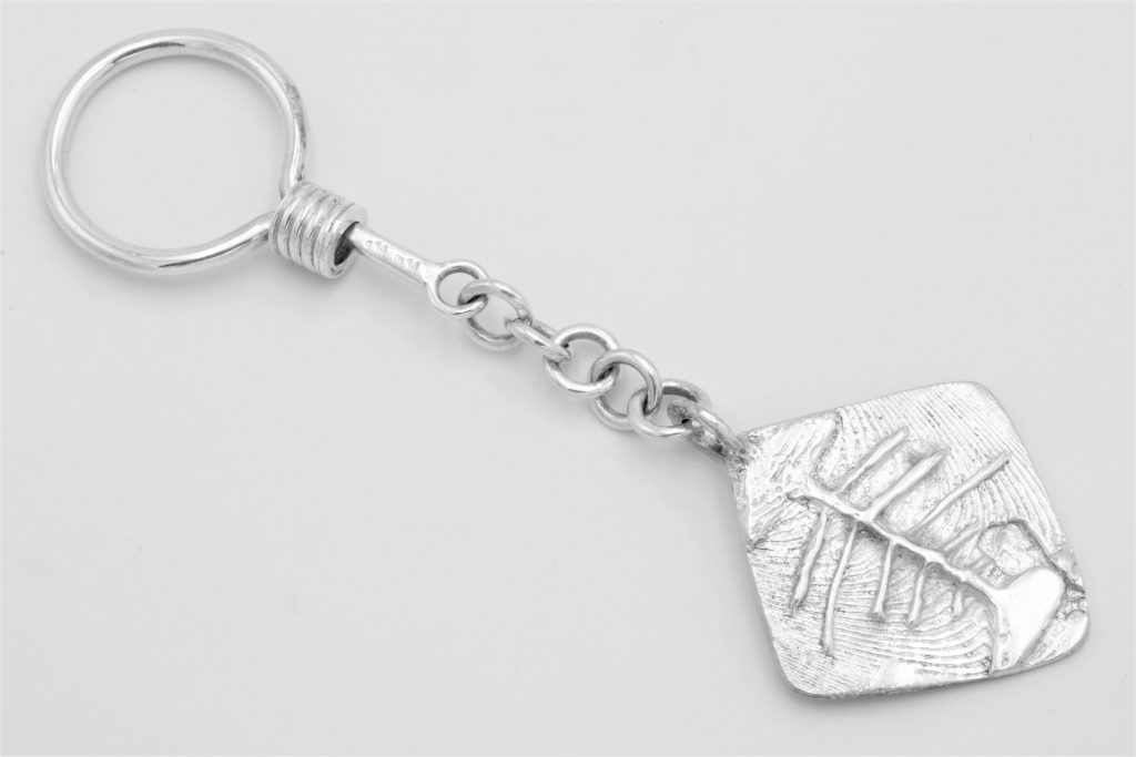 “Key chain II-Fishbone” Key chain silver and pendant brass