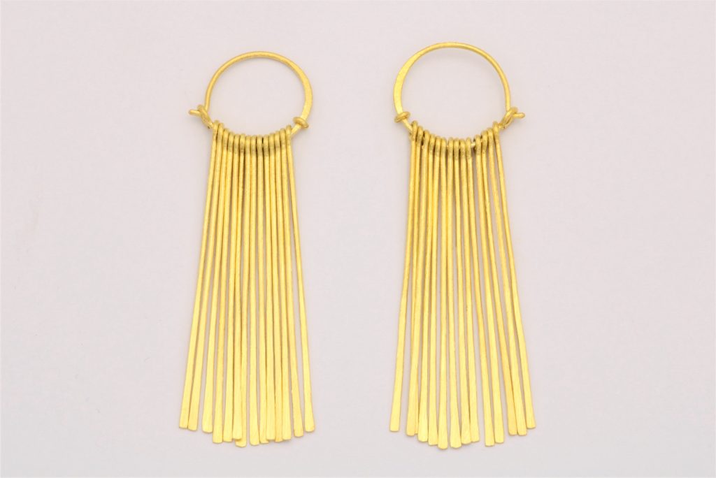 “Fringes Ι” Earrings silver, yellow , matt