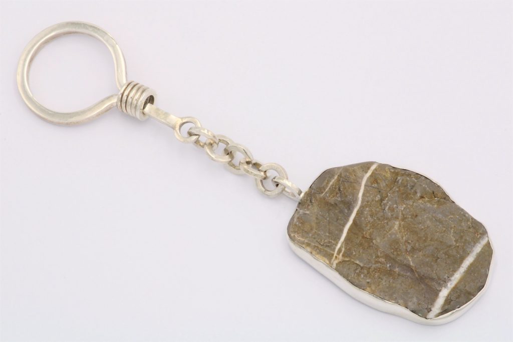 “Key chain II- Stone” Key chain and pendant, silver, stone