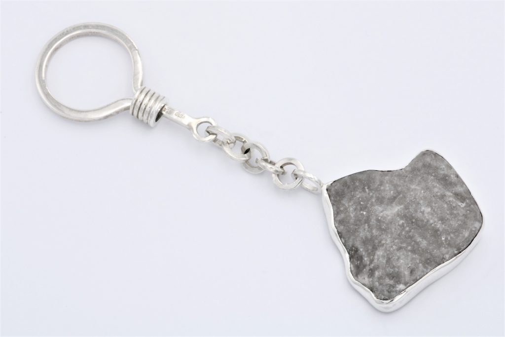 “Key chain II- Stone” Key chain and pendant, silver, stone