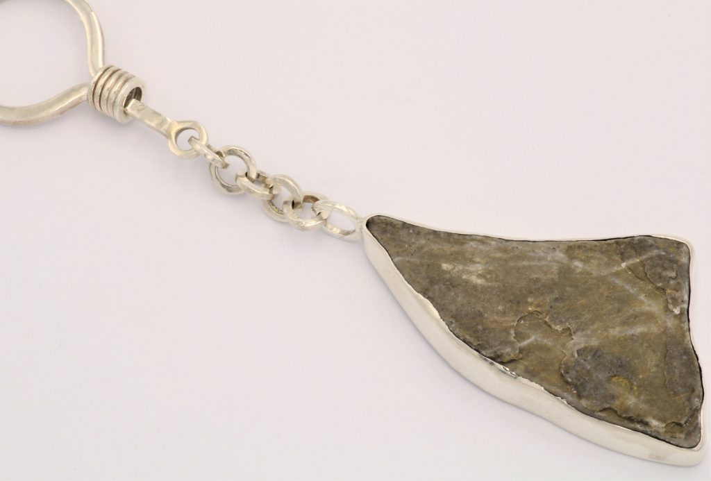 “Key chain II- Stone” Key chain and pendant, silver, stone