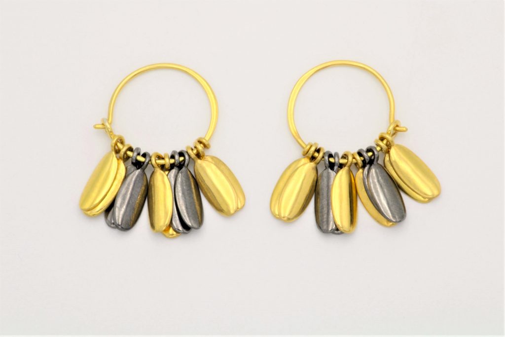 “Florins” Earrings silver, yellow, black