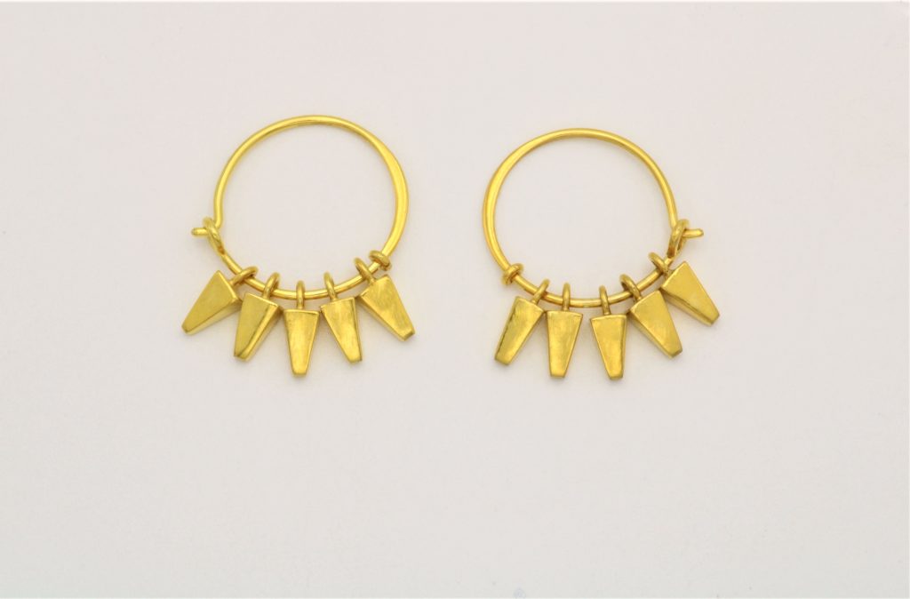 “Pyramids” Earrings silver, yellow