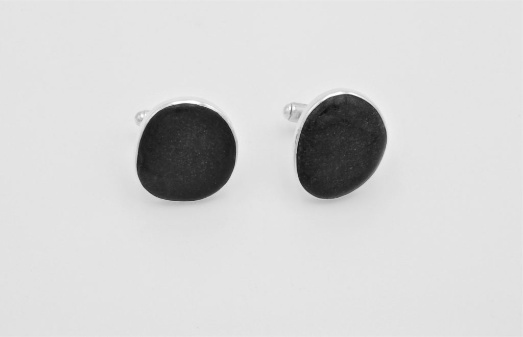 “Sea pebbles” Cufflinks, silver, sea pebbles