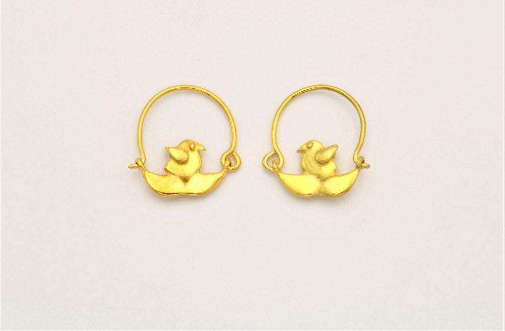 “Bird nest II” Earrings silver, yellow