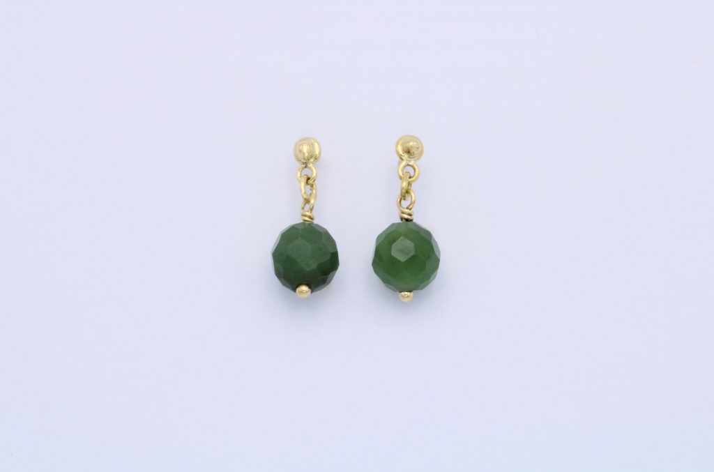 “Green planet” Earrings gold, jade