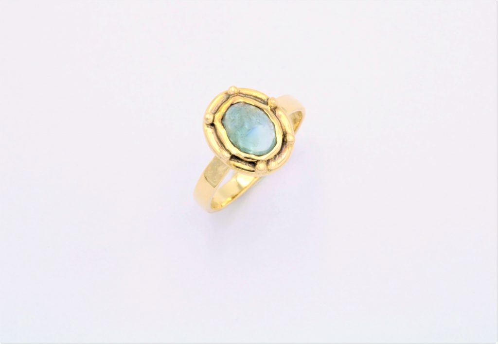 “Wheel” Ring, gold, tourmaline