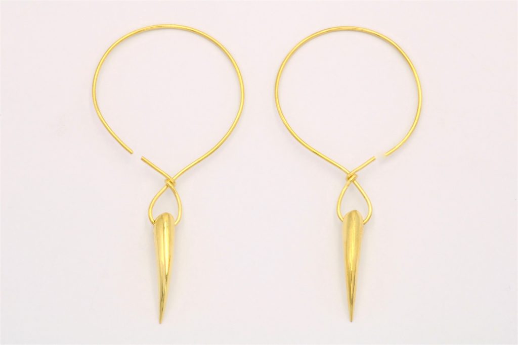“Tiger’s tooth” Earrings silver, yellow