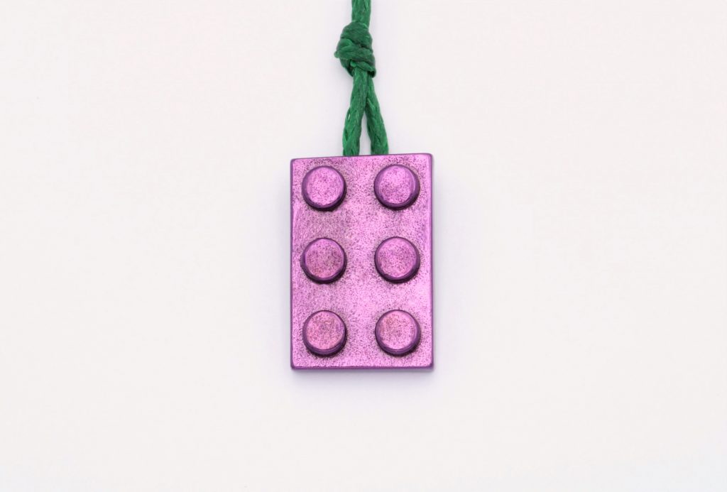 “Lego II” Pendant brass purple nanoceramic
