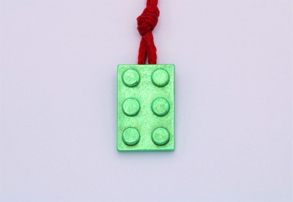 “Lego II” Pendant brass green nanoceramic