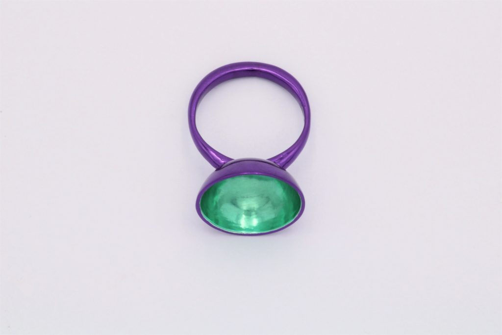 “Άδειο κύπελλο” Δακτυλίδι ασημένιο μοβ πράσινο