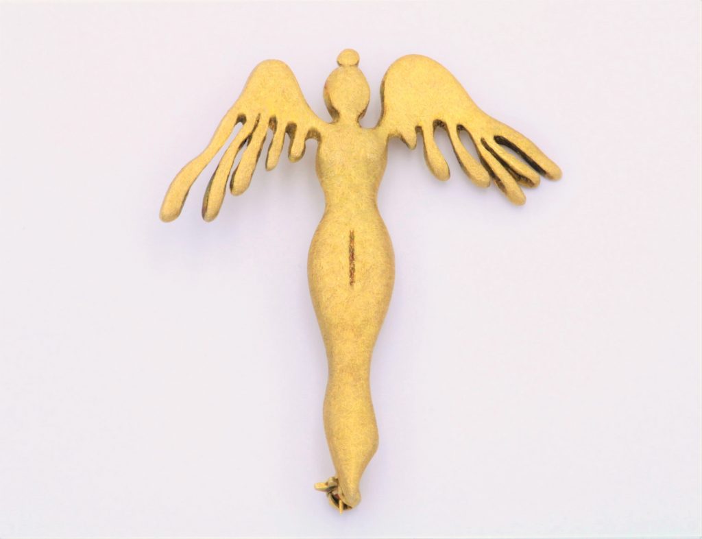 “Η άγγελος” Καρφίτσα ασημένια κίτρινη ματ