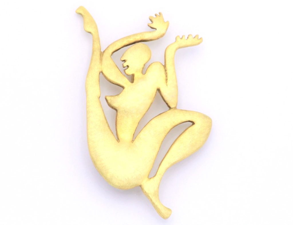 “Josephine Β I” Brooch-pendant silver, yellow, matt