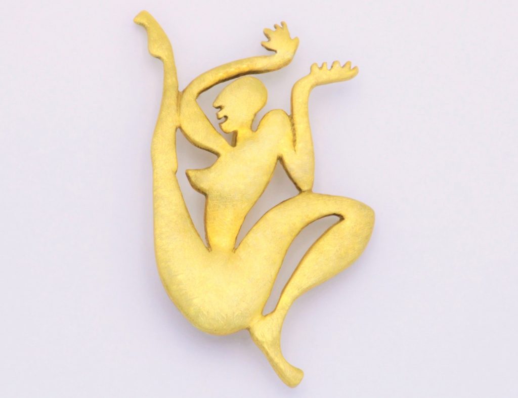 “Josephine Β I” Brooch-pendant silver, yellow, matt