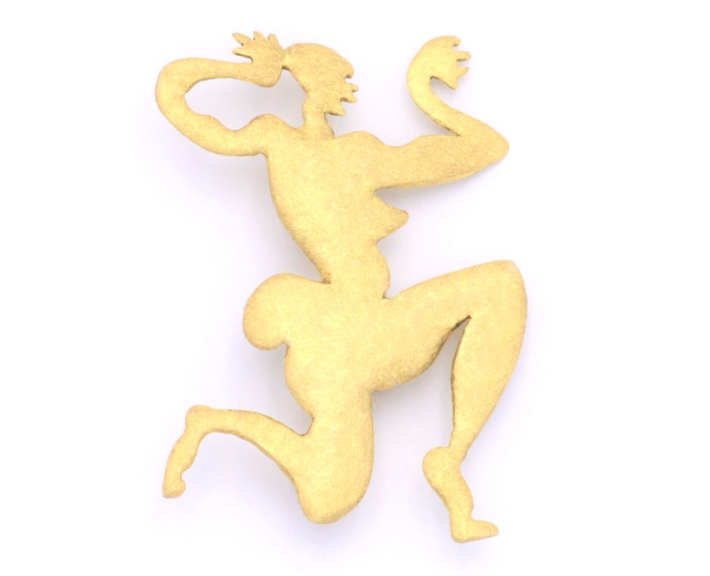 “Josephine A I” Brooch-pendant silver, yellow, matt