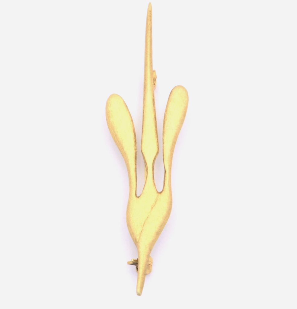 “Tulip lance” Brooch-pendant silver, yellow, mat