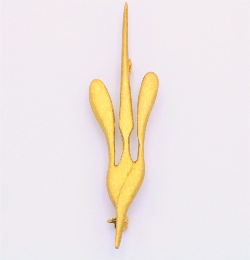 “Tulip lance” Brooch-pendant silver, yellow, matt