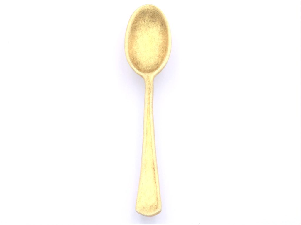 “Spoon” Brooch silver, yellow, matt