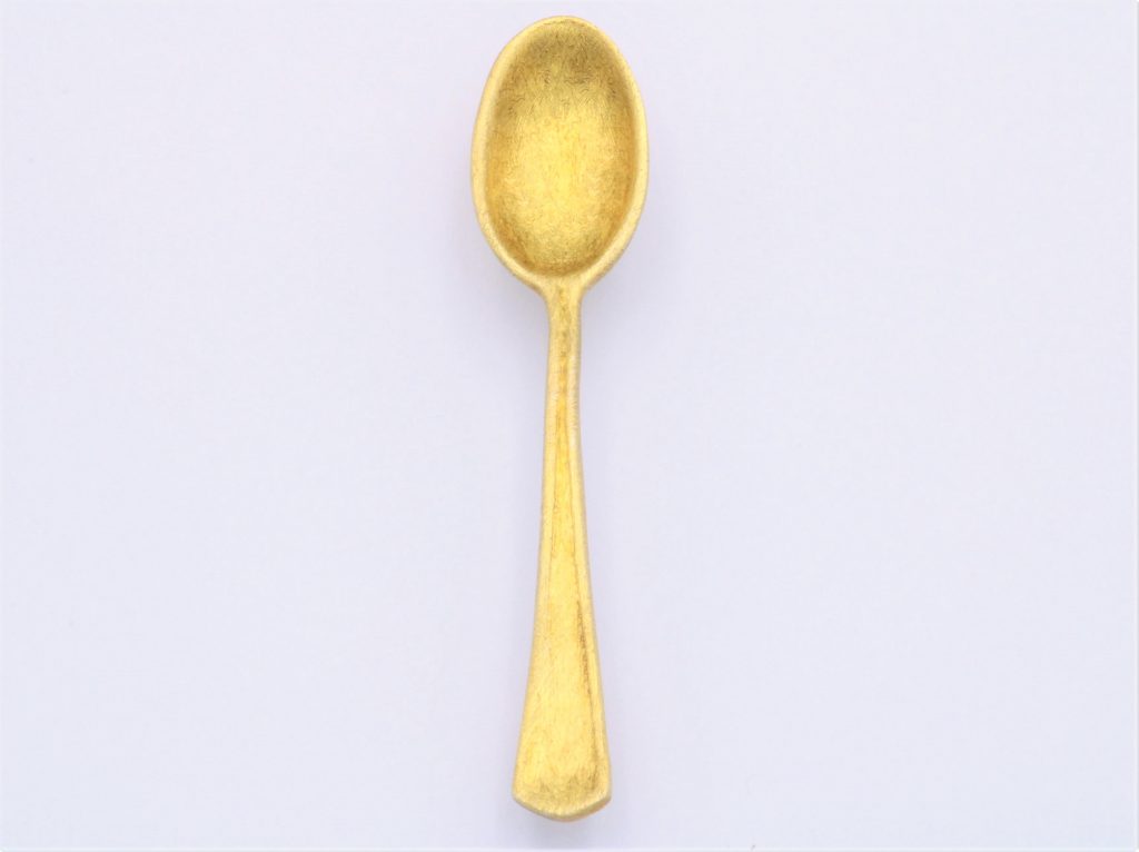 “Spoon” Brooch silver, yellow, matt