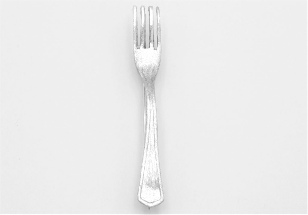 “Fork” Brooch silver, white, matt