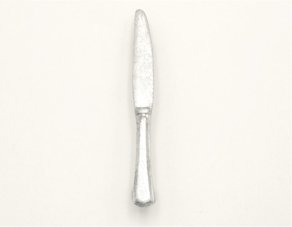 “Knife” Brooch silver, white, matt