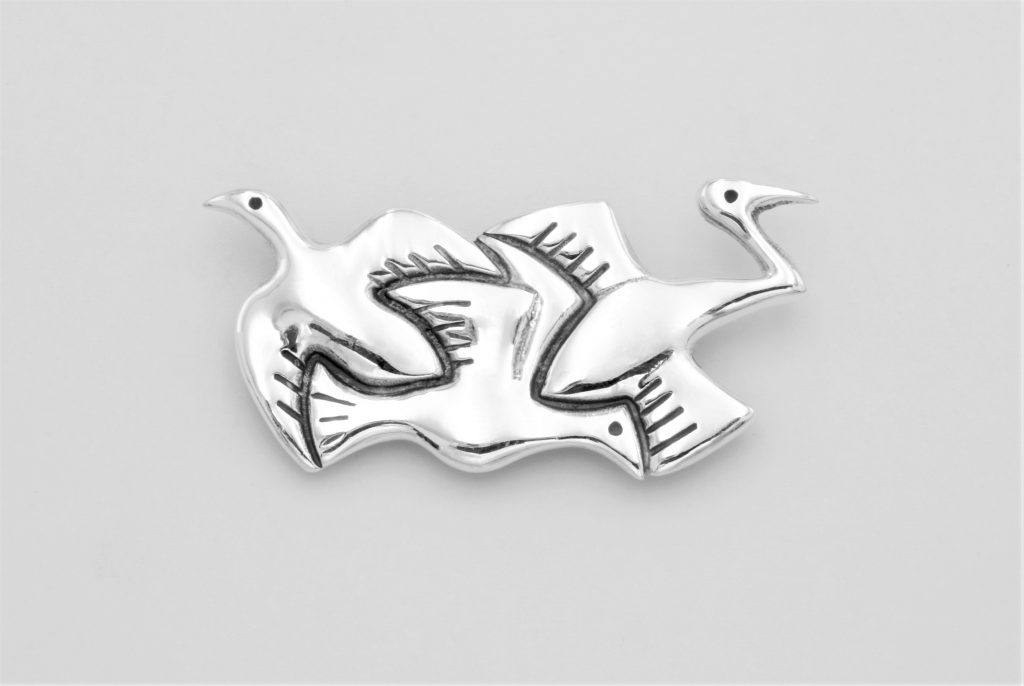 “Escher” Brooch-pendant silver