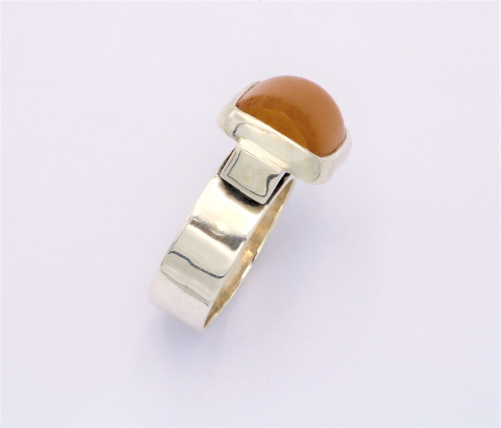 “Double squares” Ring, silver, yellow amber