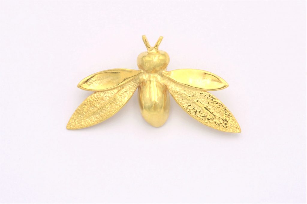 “Μέλισσα” Καρφίτσα ασημένια κίτρινη