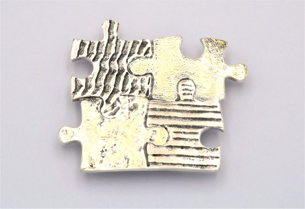 “Puzzle” Brooch-pendant silver and gold