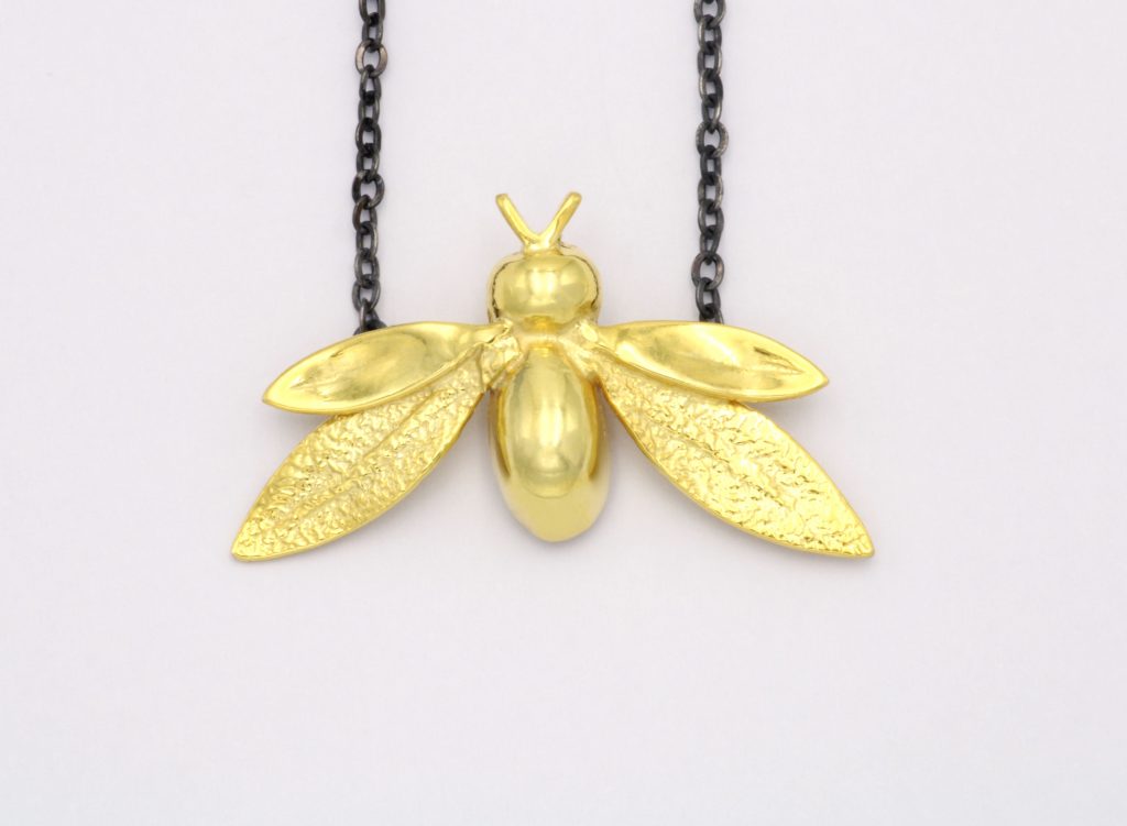 “Wanna bee”Necklace silver, black, yellow