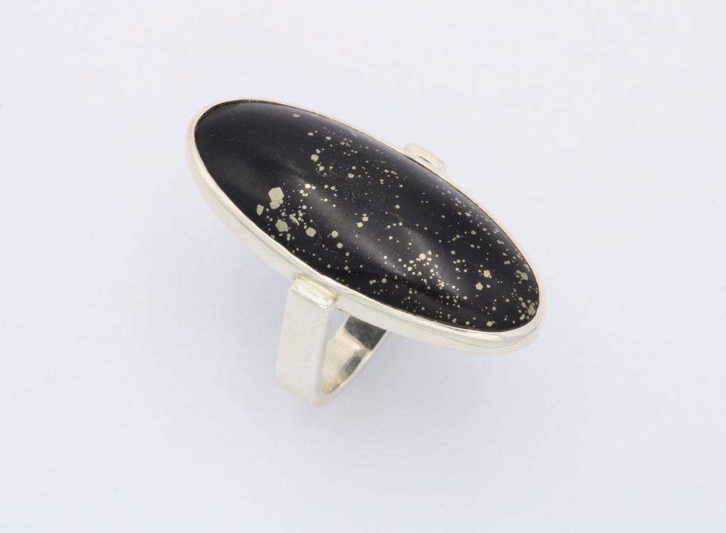 “Night sky” Ring, silver, synthetic stone
