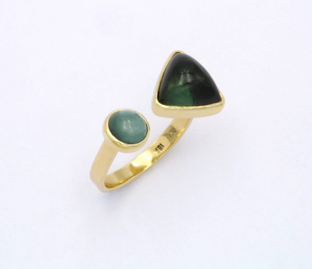 “” Ring, gold, tourmaline