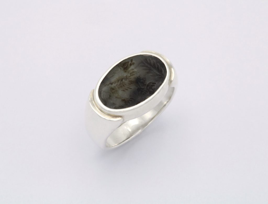 “” Ring, silver, steatite