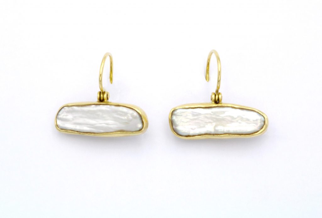 “” Earrings, gold, pearl