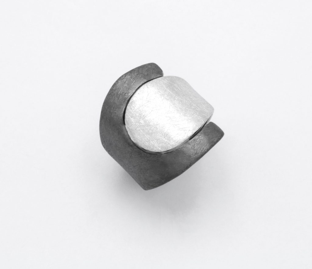 “Male-Female” Ring, silver, black and white, matt