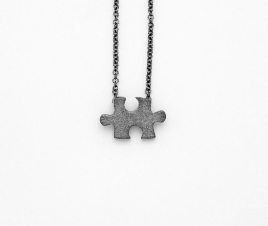 “Puzzle mini” Necklace silver, black
