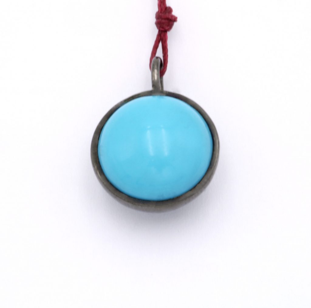 “ I” Pendant silver, black, simulant turquoise