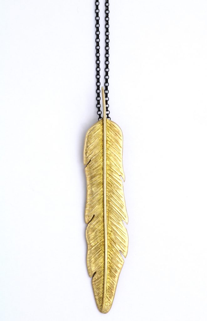 “Feather” Pendant silver, yellow