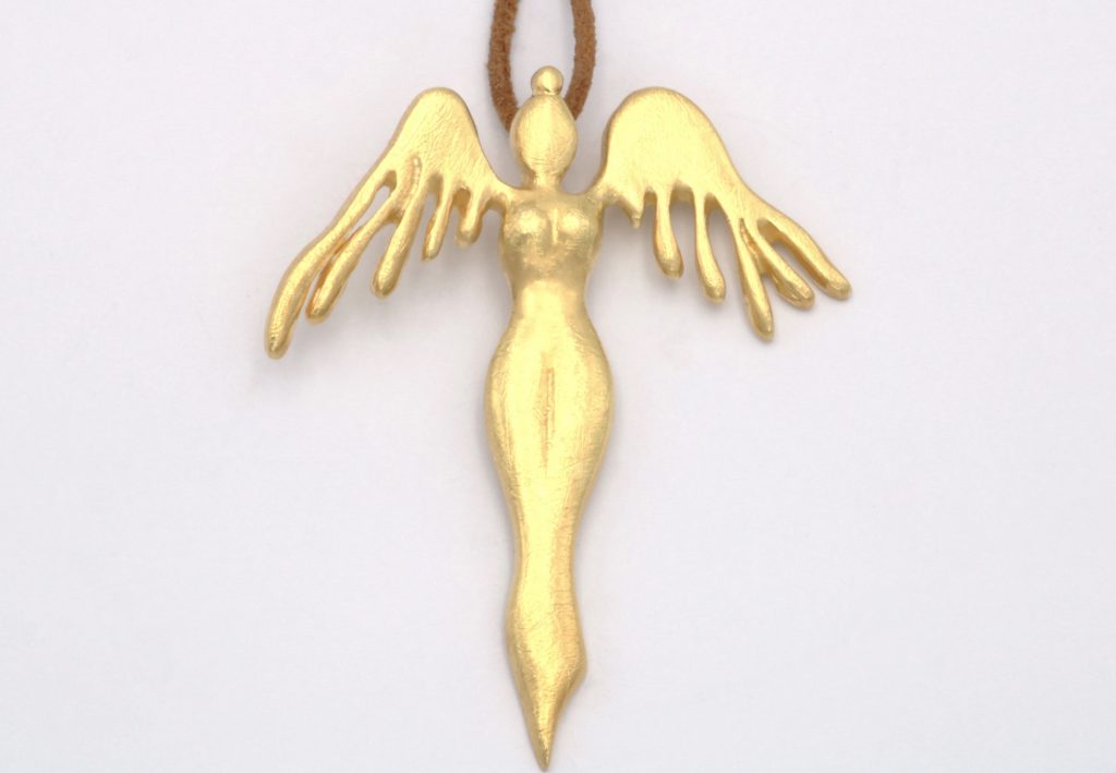 “She angel” Pendant silver, yellow, matt