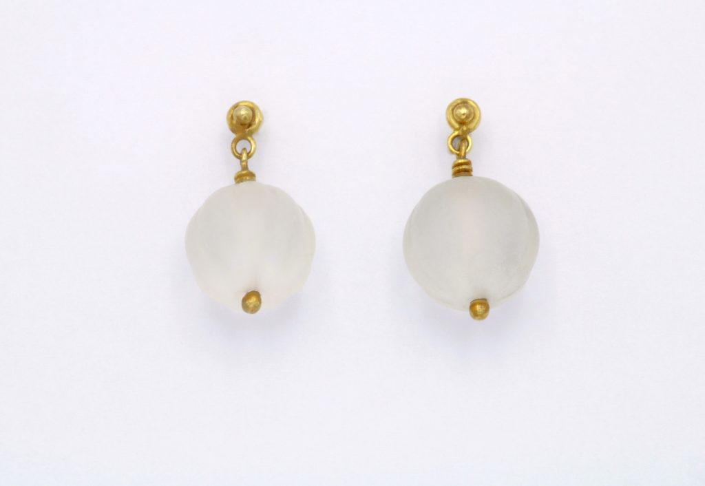 “Full moon” Earrings silver yellow quartz