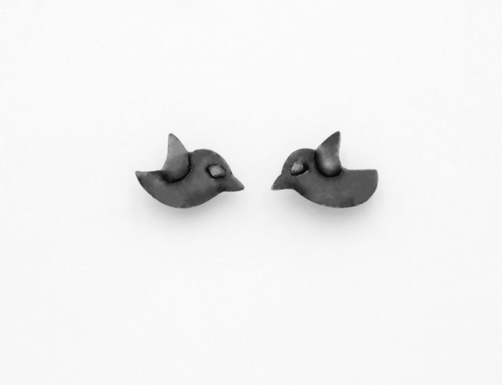 “Little birds” Earrings silver black