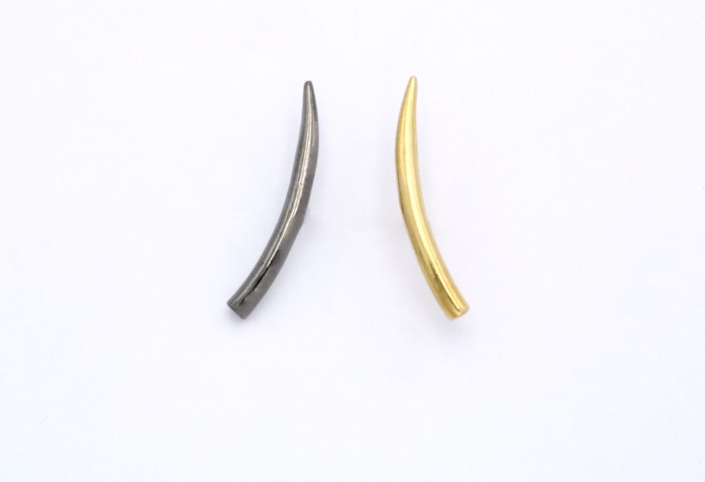 “Horn III” Earrings silver yellow black