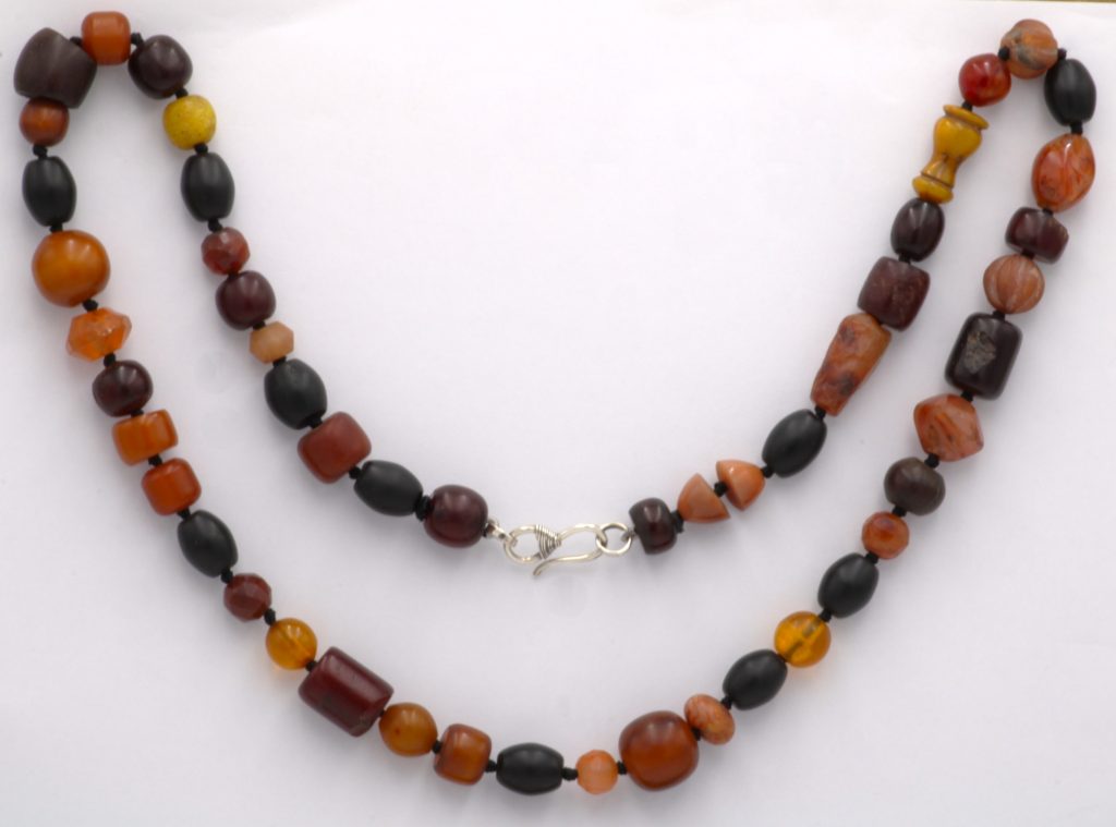 “Αutumn palette” Necklace silver amber, carnelian, onyx