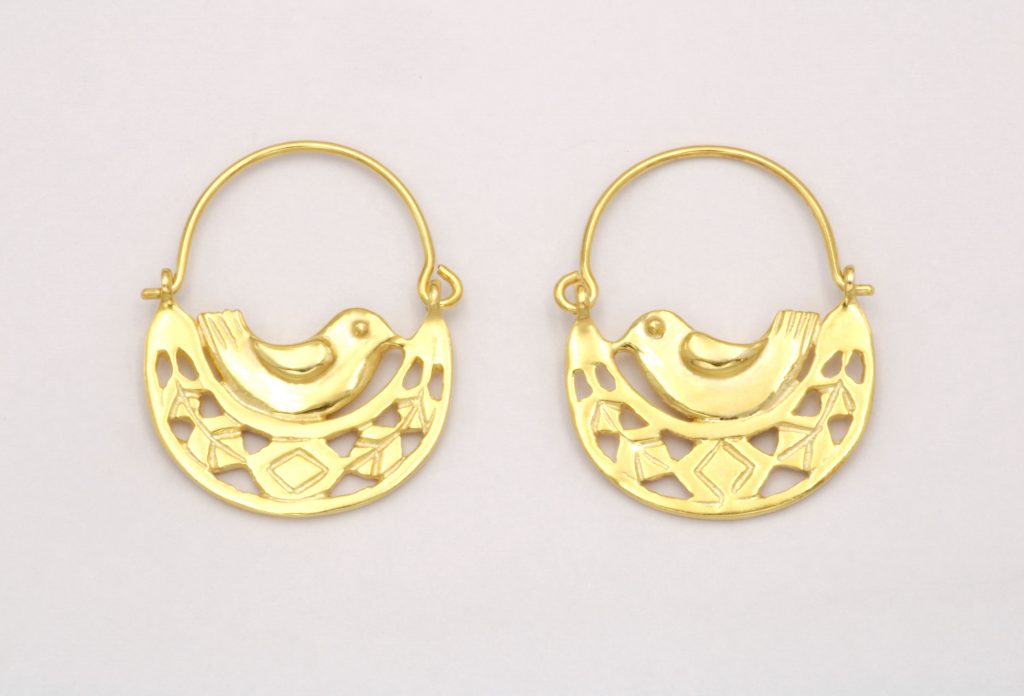 “Bird nest I” Earrings silver, yellow